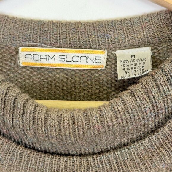 Adam Sloane Vintage Brown Blue Square Mohair Blend Pullover Sweater Men's Medium - Picture 5 of 5